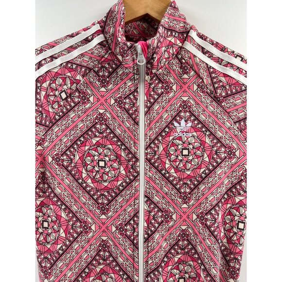 Adidas Girls L Pink Pattern Dress Full Zip Short Sleeve Sporty Track Tennis Logo - Picture 11 of 11